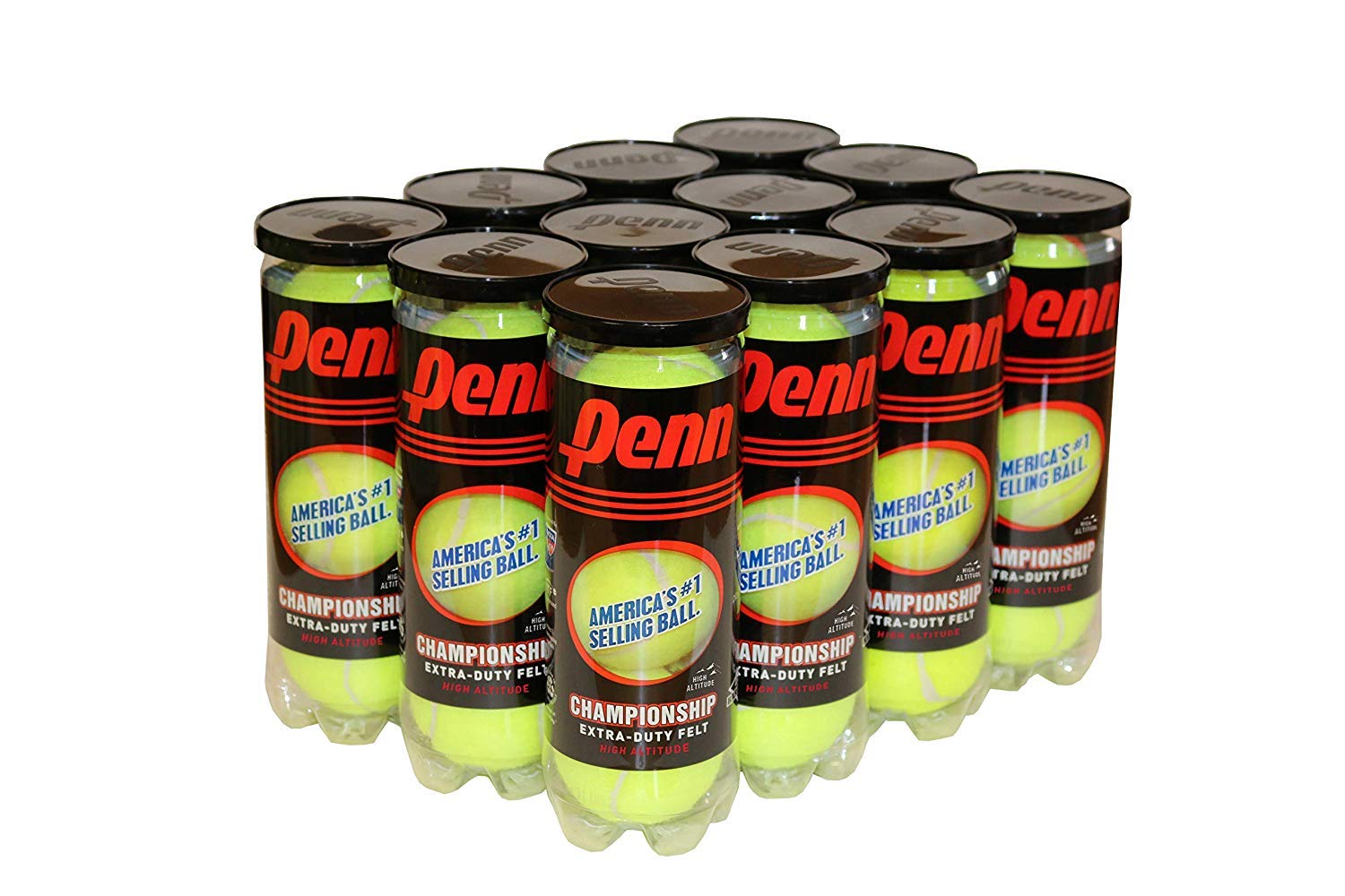 PENN Championship High Altitude Tennis Balls 12 Pack - Professional Quality for Serious Players - USTA & ITF Approved -